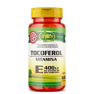 Vitamina E Tocoferol 400UI 1000mg 60 cápsulas - Unilife