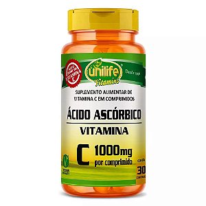 Vitamina C Pure Ácido Ascórbico 1000mg 30 Caps - Unilife