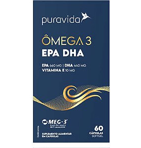 Ômega 3 EPA DHA 60 Cápsulas - Puravida