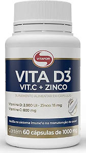 Vita D3 + Vit C + Zinco 60caps - Vitafor
