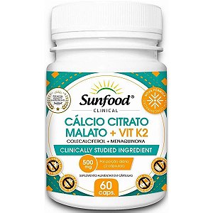 Cálcio Citrato Malato + Vit. K2 500mg 60 Caps - Sunfood