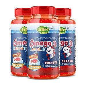 Ômega 3 Kids Mastigável Sabor Cereja 450mg 60 cápsulas - Unilife