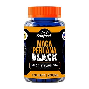 Maca Peruana Black + Tribulus e ZMA 2200mg 120caps - Sunfood