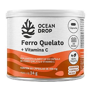 Ferro Quelato com Vitamina C 400mg 60 cápsulas - Ocean Drop
