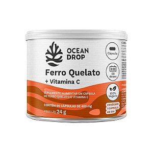 Ferro Quelato com Vitamina C 400mg 60 cápsulas - Ocean Drop