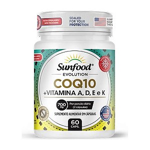 CoQ10 com vit. A, D, E e K - 700mg 60 cápsulas - Sunfood Evolution