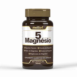 5 Magnésio 500mg 60 cápsulas - Melfort
