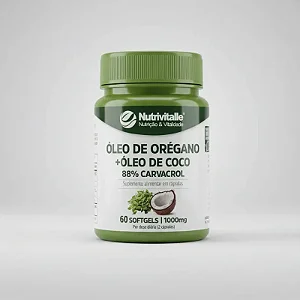 Óleo de Orégano + Óleo de Coco 500mg 60 softgels - Nutrivitalle