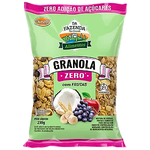 Granola Integral Zero com Frutas 230g - Da Fazenda