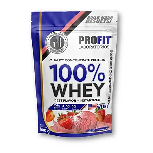 100% Whey Concentrate Refil 900g Morango - Profit