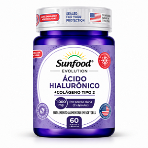 Ácido Hialurônico + Colágeno Tipo 2 60 softgels - Sunfood Evolution