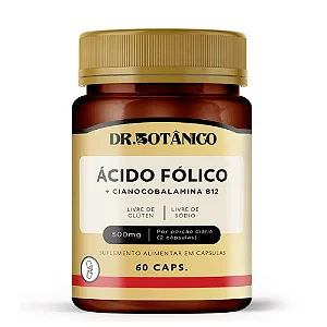 Ácido Fólico com Vitamina B12 500mg 60 Cápsulas - Dr. Botânico
