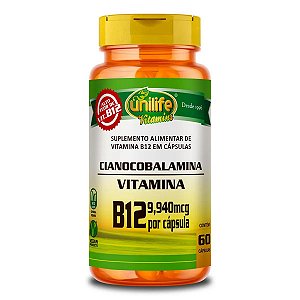 Vitamina B12 Cianocobalamina 450mg 60 cápsulas - Unilife