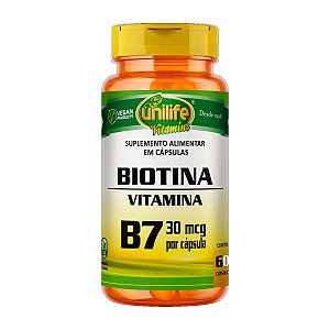 Vitamina B7 Biotina 30mcg 60 cápsulas - Unilife
