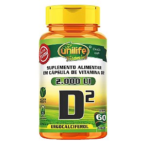 Vitamina D2 Ergocalciferol Vegana 2000UI 60 cápsulas - Unilife