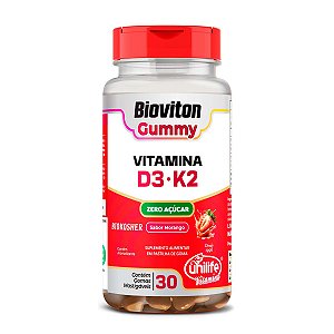 Bioviton Gummy Vitamina D3 + K2 Sabor Morango 30 gomas - Unilife