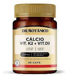 Cálcio + Vitamina K2 + Vitamina D3 500mg 60 cápsulas - Dr. Botânico