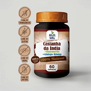 Castanha da Índia + Hamamélis + Ginkgo Biloba 60 cápsulas - Multivitta