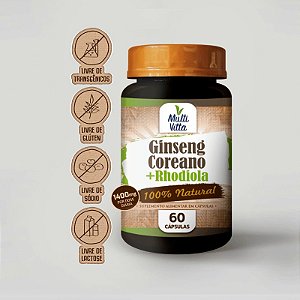 Ginseng Coreano + Rhodiola 1400mg 60 cápsulas - Multivitta