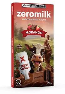 Chocolate Morango sem Lactose 70g - Zeromilk