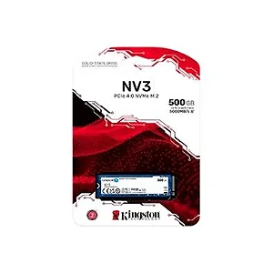 SSD Kingston 500G Padrão Nv3, M.2 2280 NVMe 4.0 Gen 4x4, Leitura: 6000 e Gravação/4000MBps, Ultra Rápido - Snv3s/500g