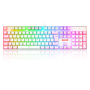 TECLADO MECÂNICO GAMER REDRAGON MITRA BRANCO E ROSA RGB