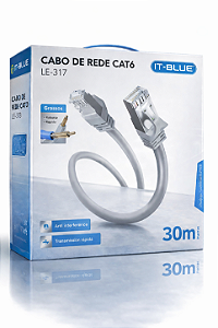 Cabo de Rede Cat6 30m Cinza IT-BLUE