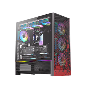 Gabinete Gamer Redragon Strafe Flow RGB Infernal Dragon Preto e Vermelho