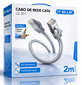 Cabo de Rede Cat6 2mts IT-BLUE
