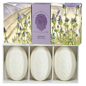 LA FLORENTINA | CAIXA C/3 SABONETES  LAVANDA | 3 Sabonetes em Barra Italiano 150g cada