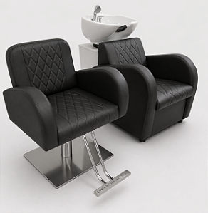 Combo Duplo Sofia Glamour - Poltrona de Corte - Base Inox