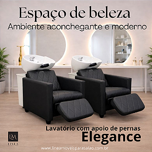 Lavatório Poltrona Elegance com Cuba de Porcelana Apoio de Pernas - Costura Glamour