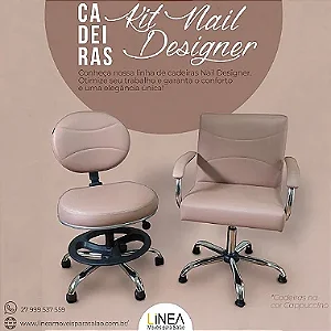 kit de cadeiras Nail Designer  com braços -Modelo Meia Lua