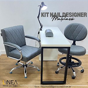 Kit Nail Designer + Almofada de Mão - Modelo Matelassê (com braços)