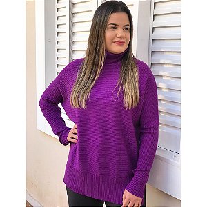 Poncho de Tricô Roxo