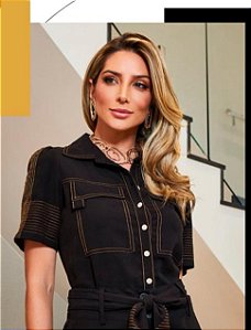 Blusa manga pesponto cruzado