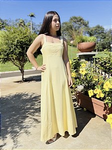 Vestido Amarelo Cora Canela