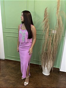 Vestido Midi com detalhe Bordado
