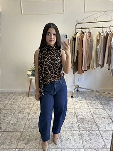Blusa Animal Print Cora Canela