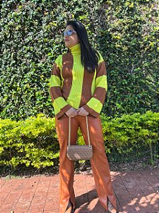 Tricot Listrado Marrom e Amarelo