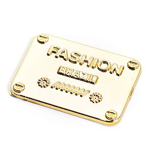 PLACA ABS FASHION 30X20MM  COR DOURADO PACOTE COM 10 PEÇAS