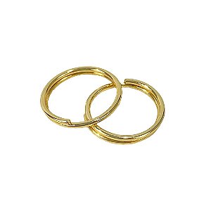 ARGOLA P/CHAVEIRO 15MM DUPLA DOURADO CATAFORETICO PACOTE COM 10 UNIDADES