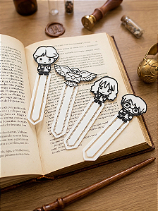 Kit 4 Marca Página Livro Harry Potter Marcador de Páginas – Bookmark Criativo | Personalizável para Colorir