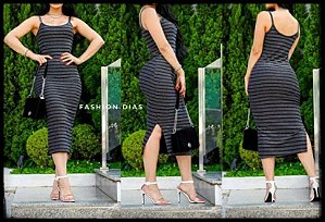 Vestido Lurex com Fenda