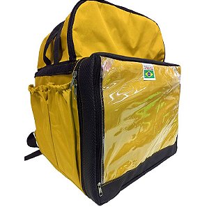 Mochila Bag Térmica Para Delivery de Pizza Couro levantado - Amarela