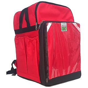 Mochila Bag Térmica Delivery  Invertida Reforçada Com Isopor Laminado - Vermelha
