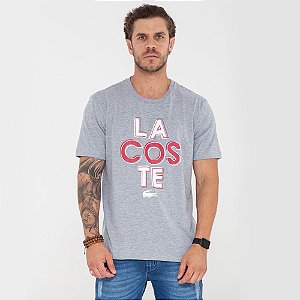 Camiseta Lacoste cinza logo full