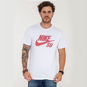 Camiseta Nike SB branca logo vermelho