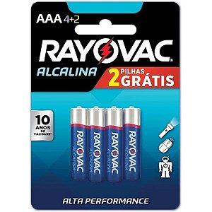Pilha Alcalina Rayovac AAA6 - Cartela com 6 Pilhas