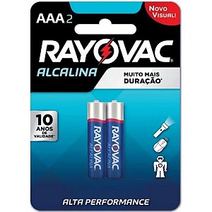 Pilha Alcalina Rayovac AAA (Palito) - 1 Cartela com 2 Pilhas